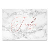 Numéro De Table Marbre Faux Or Rose Calligraphie Douze (Dos)