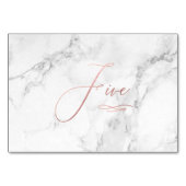 Numéro De Table Marbre Faux Or Rose Calligraphie Romantique Cinq 5 (Dos)