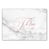 Numéro De Table Marbre Faux Or Rose Romantique Calligraphie Trois  (Dos)