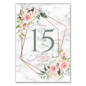 Numéro De Table Marbre géométrique cuivre rose floral (Dos)