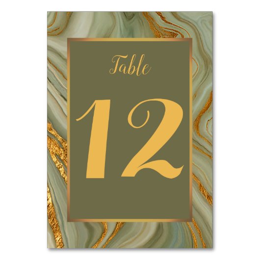 Numéro De Table Marbre Onyx Vert Et Or (Par défaut)