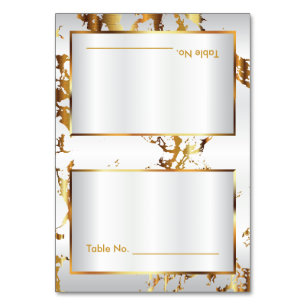 Numéro De Table Marbre Or & Satin Blanc -Cartes De Table