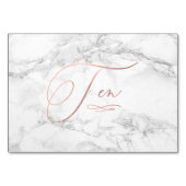 Numéro De Table Marbre Rose Doré Faux Romantique Calligraphie Dix  (Dos)