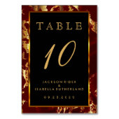 Numéro De Table Marbre rouge foncé et or - Numéro de tableau (Dos)