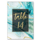 Numéro De Table Marbre Turquoise à éclaboussure épaisse avec Maria (Dos)