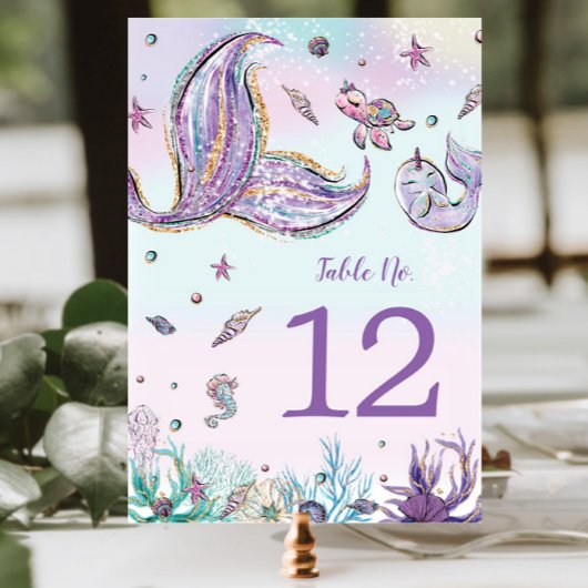 Numéro De Table Marée de sirène sous le Baby shower d'anniversaire