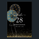 Numéro De Table Mariage à ballets Parties scintillant noir et or<br><div class="desc">Cartes de numéro de tableau mariage de ballon d'aquarelle transparente dans les accents de noir et d'or avec une pointe de bleu.</div>