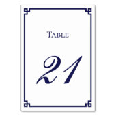 Numéro De Table Mariage à bordure grecque bleu marine (Dos)
