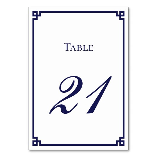 Numéro De Table Mariage à bordure grecque bleu marine (Par défaut)