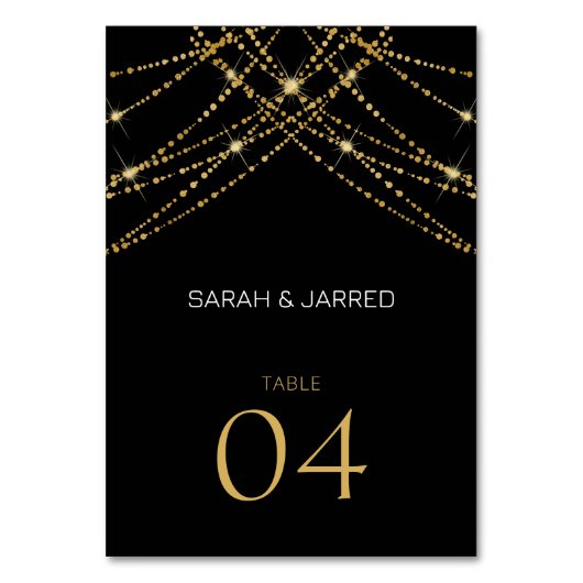 Numéro De Table Mariage à cordes d'or romantique (Dos)