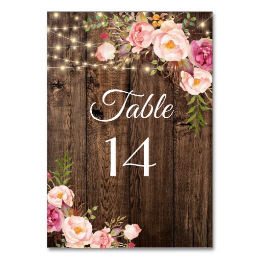 Numéro De Table Mariage à cordes florales de Boho rustique (Par défaut)
