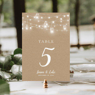 Numéro De Table Mariage à double face, voyants à chaînes rustiques