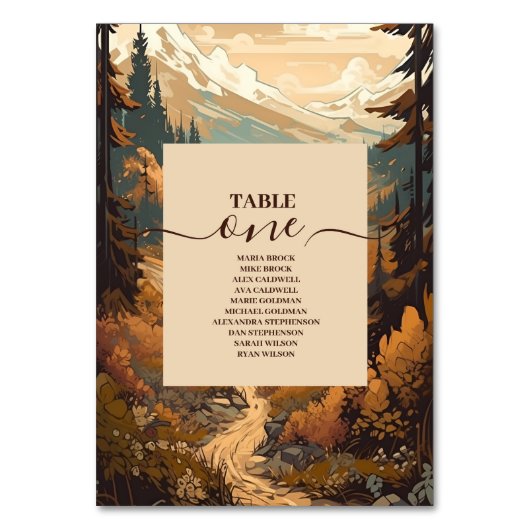 Numéro De Table Mariage À feuillage persistant Rustic Mountain For (Par défaut)