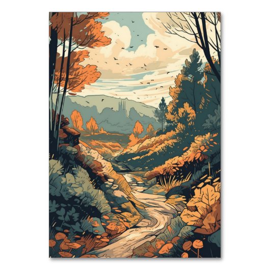 Numéro De Table Mariage À feuillage persistant Rustic Mountain For (Dos)