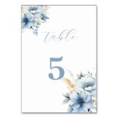 Numéro De Table Mariage à fleurs de printemps bleu bleu marine Dus (Dos)
