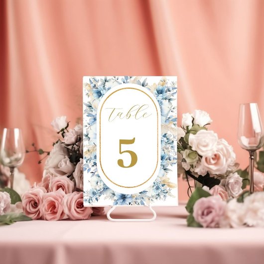 Numéro De Table Mariage à fleurs de printemps bleu bleu marine Dus