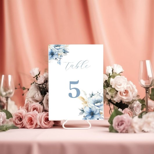 Numéro De Table Mariage à fleurs de printemps bleu bleu marine Dus
