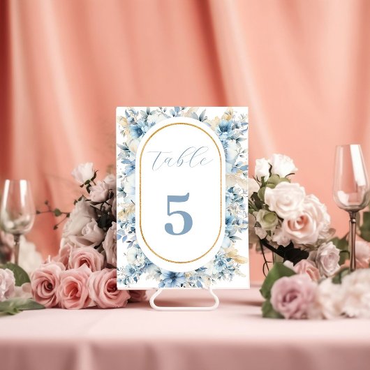 Numéro De Table Mariage à fleurs de printemps bleu bleu marine Dus