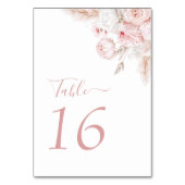 Numéro De Table mariage à fleurs rose moderne et poussiéreuse (Dos)