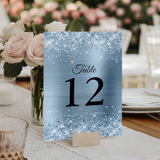 Numéro De Table Mariage à huile bleu clair