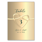Numéro De Table Mariage à huile or élégant moderne (Dos)