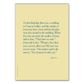 Numéro De Table Mariage à la Cana Prayer Card, John 2 (Dos)