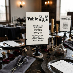 Numéro De Table Mariage à la main de crâne gothique d'Halloween d'