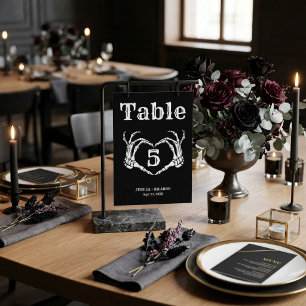 Numéro De Table Mariage à la main de crâne gothique d'Halloween d'