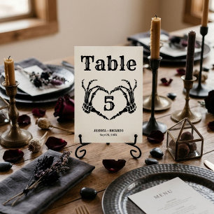 Numéro De Table Mariage à la main de crâne gothique d'Halloween d'