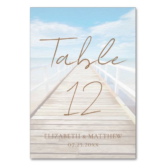 Numéro De Table Mariage à la plage à l'aquarelle (Par défaut)
