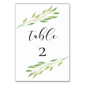 Numéro De Table Mariage à la verdure à l'aquarelle (Dos)