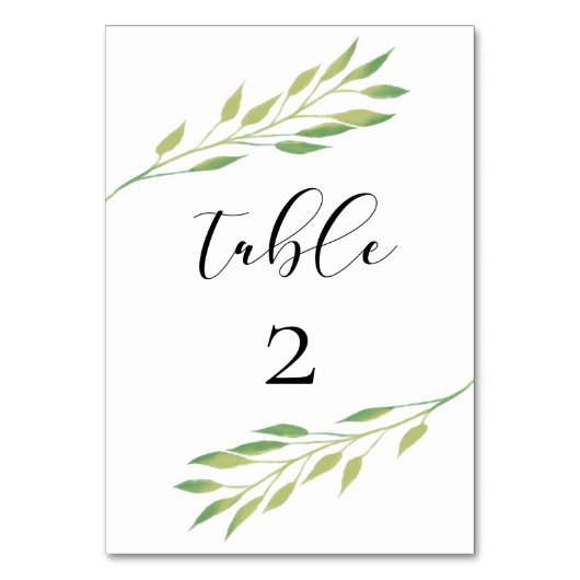 Numéro De Table Mariage à la verdure à l'aquarelle (Par défaut)