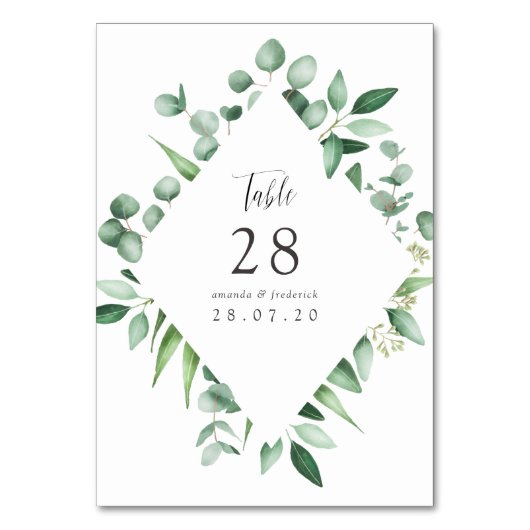 Numéro De Table Mariage à la verdure d'eucalyptus à l'aquarelle (Par défaut)