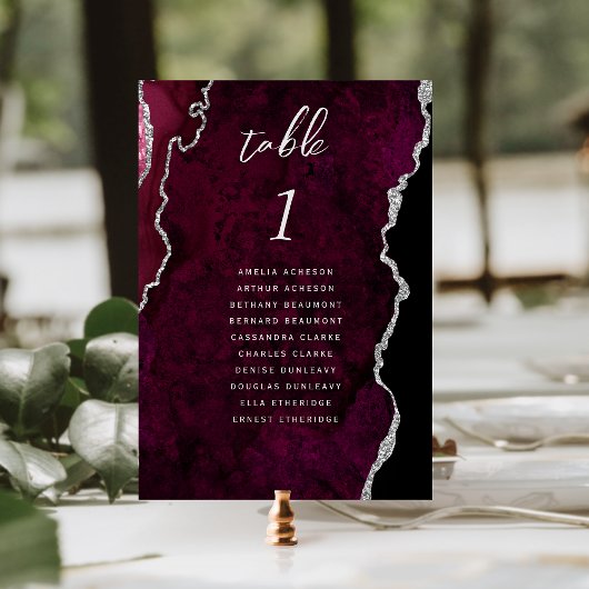 Numéro De Table Mariage à l'agate argent de Bourgogne