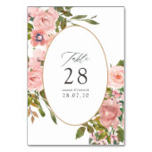 Numéro De Table Mariage à l'aquarelle en rose blush et or rose ave (Dos)