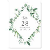 Numéro De Table Mariage à l'aquarelle Eucalyptus Verdure (Dos)