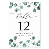 Numéro De Table Mariage à l'aquarelle moderne Eucalyptus Verdure (Dos)