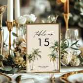 Numéro De Table Mariage à l'aquarelle Palmier Destination côtière