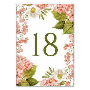 Numéro De Table Mariage à l'aquarelle vintage aux hortensias orang