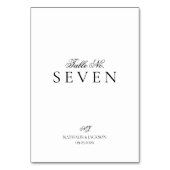 Numéro De Table Mariage à l'écriture élégante classique (Dos)