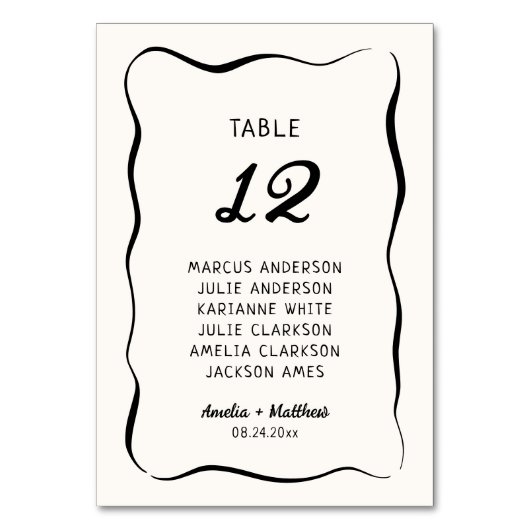 Numéro De Table Mariage à main moderne et capricieux (Dos)