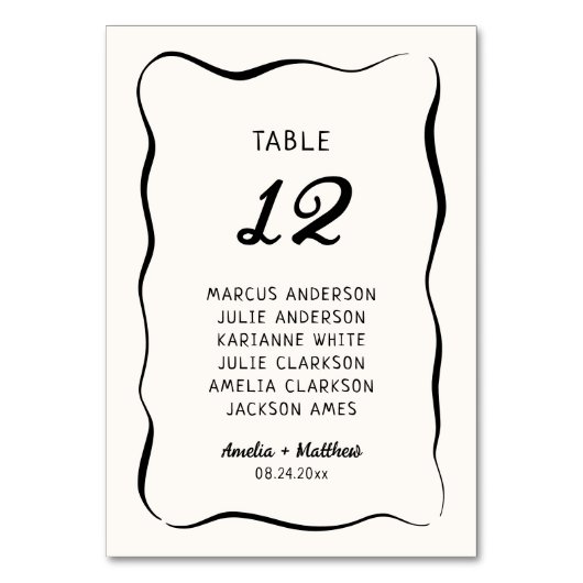 Numéro De Table Mariage à main moderne et capricieux (Par défaut)