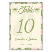 Numéro De Table Mariage à noeud Gingham Vert Fleur Sauvage (Dos)