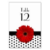Numéro De Table Mariage à points de polka noir blanc rouge marguer (Dos)