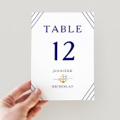 Numéro De Table Mariage à rayures nautiques Ancre Or