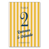 Numéro De Table Mariage à rayures pêche rétro bleu de minuit (Par défaut)