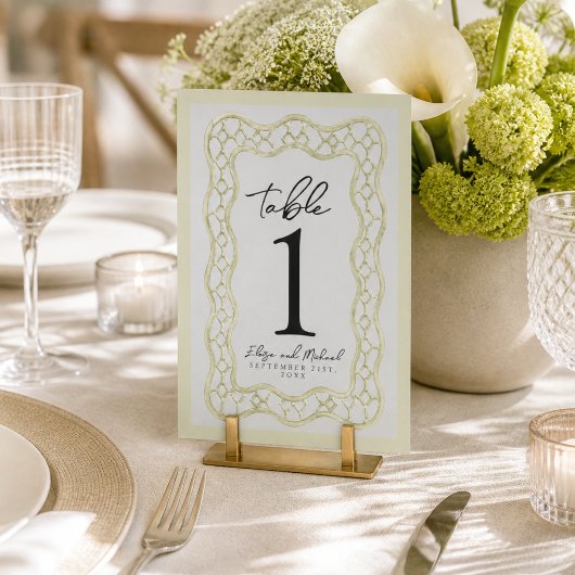 Numéro De Table Mariage à Treillis Français Vert Sauge