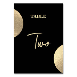 Numéro De Table Mariage Abstrait moderne Noir & Or contemporain