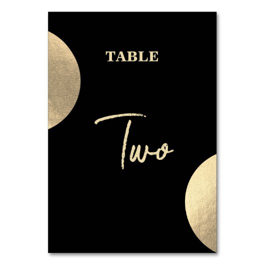 Numéro De Table Mariage Abstrait moderne Noir & Or contemporain (Par défaut)