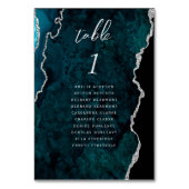 Numéro De Table Mariage Agate Bleu Turquoise Argent (Dos)